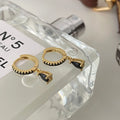 VIANRLA Dainty 18k Gold Plated Huggie Earrings with Charm 925 Sterling Silver Teardrop Black Zircon Dangle Huggie Earrings