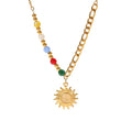 Fashion Dainty Nature Stone Opal Pendant 18K Gold Plated Stainless Steel Stone Bead Chain Engagement Wedding Anniversary