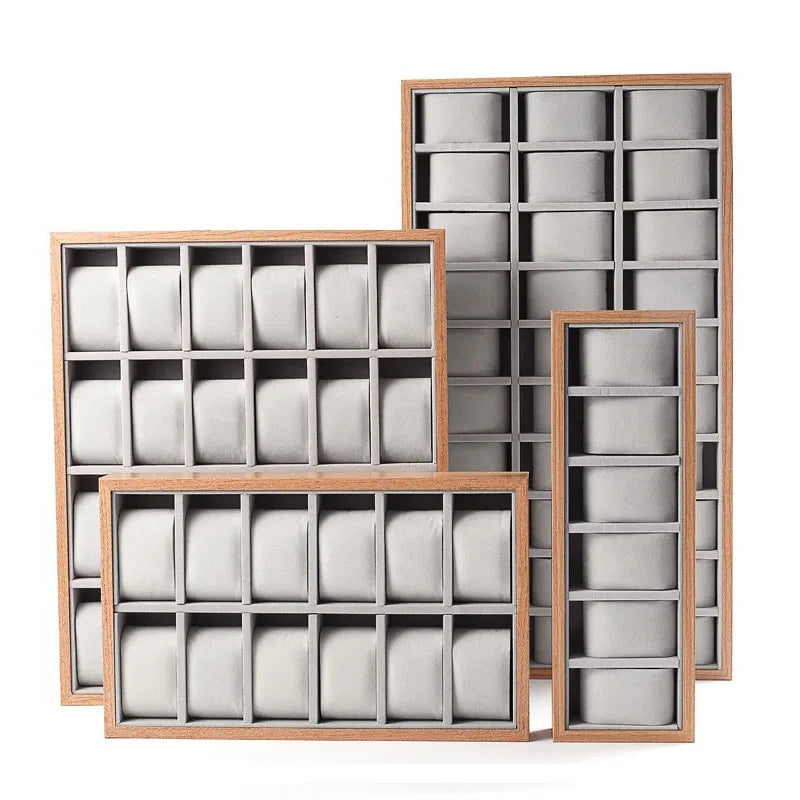 6 12 24 30 Slots Wooden Solid Wood Watch Storage Tray for Drawer Watch Pillow Organizer Display Tray Showcase