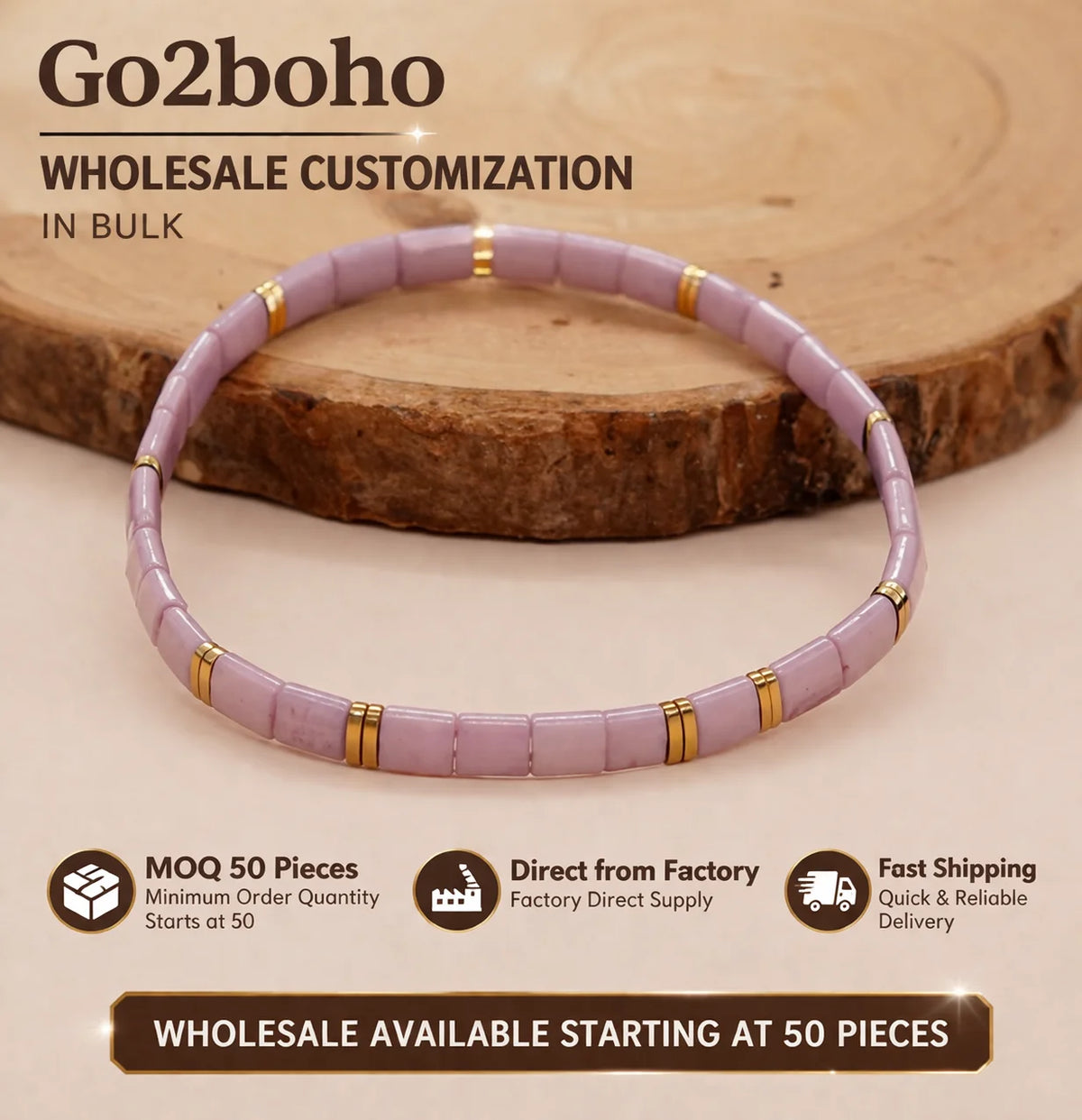 GO2BOHO Wholesale Bohemian Purple Miyuki Beads Bracelet Women's Summer Beach Fashion Jewelry Tila Bangles MegaBDM