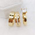 Turkish Design 18K Gold Plated Stainless Steel Jewelry 3pcs Bridal Wedding Engagement Rings Sets with CZ Diamond Bague Femme