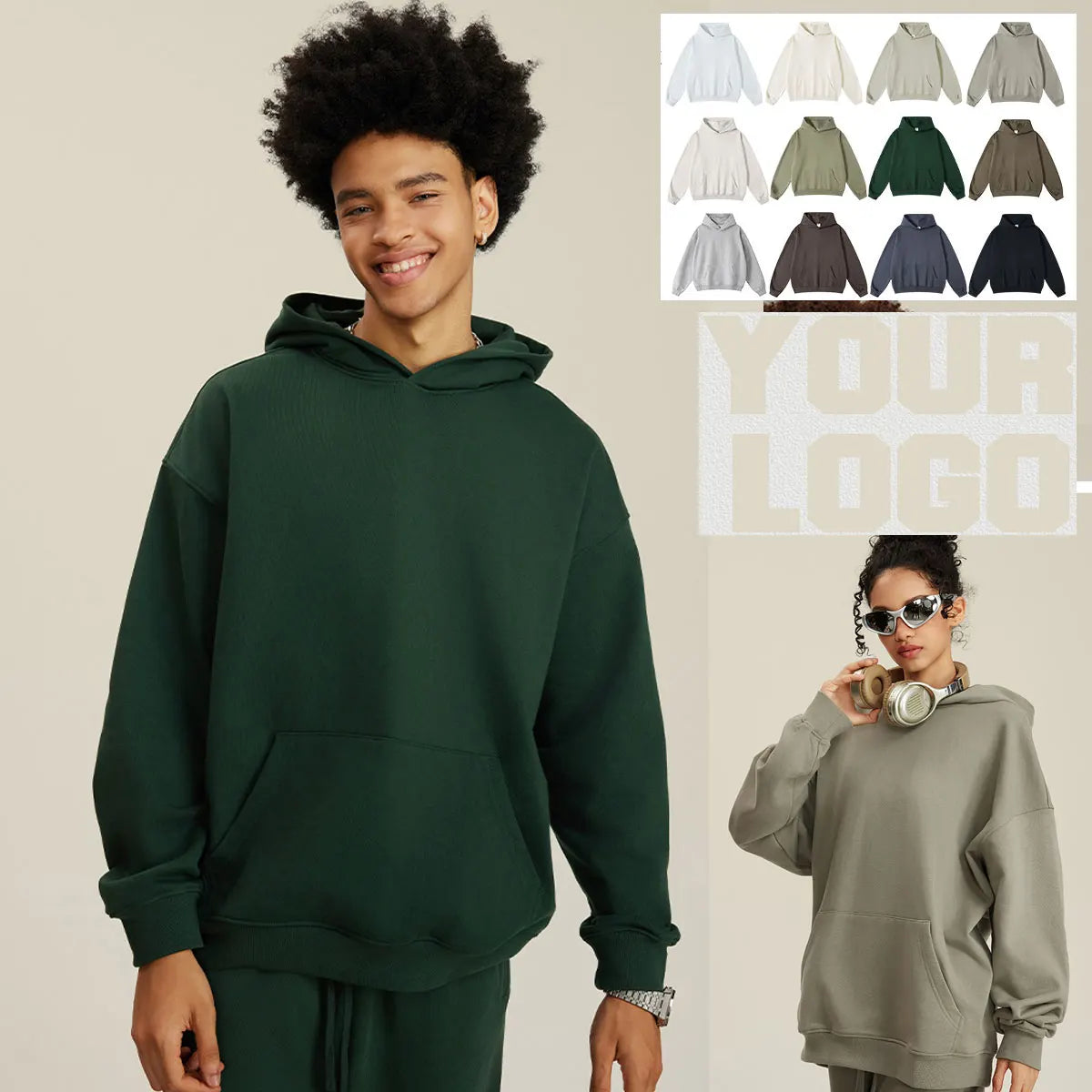 Unisex Super Large Winter Pullover Hoodie High Quality Knitted Polyester/Cotton Blend Eco-Friendly Customized Logo Solid Print