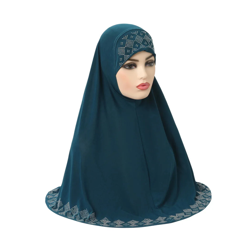 Low Wholesale Price Moslim Vrouwen Grote Zoom Glas Boor Amira Hijab Sjaal Islamitische Dames Diamant Direct Hijab