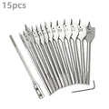15pcs 13pcs Kit Package 6-25mm Woodworking Spade Flat Drill Bits Set with Extension bar Adapter for Wood Drilling Hole