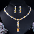 Sparkling Multi Color Cubic Zirconia Big Long Dangle Drop Party Wedding Necklace Bridal Jewelry Sets Dress Accessories