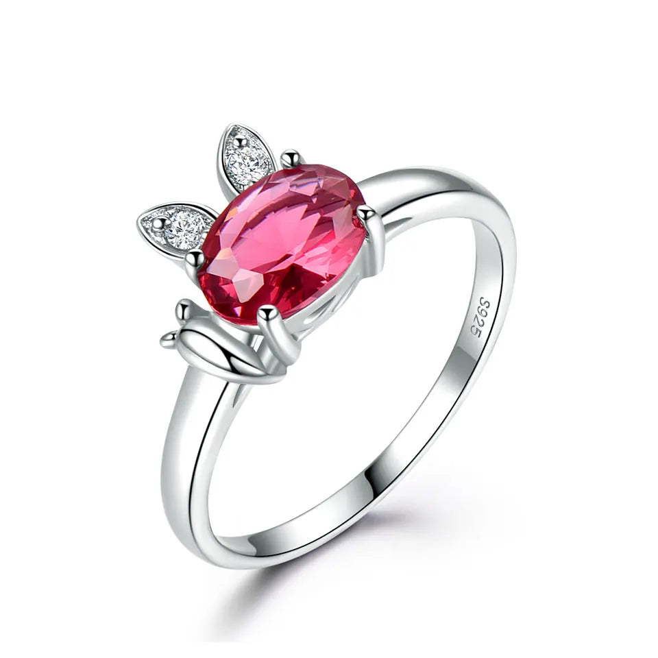 Wholesale Trendy Jewelry Nano Ruby Oval Cut Gemstone Ring 925 Sterling Silver Rings for Women Wedding