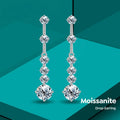 GRA  1CT Moissanite Diamond Unusual Long Hanging Dangle Drop Earring for Women 925 Sterling Silver Wedding Fine Jewelry Set