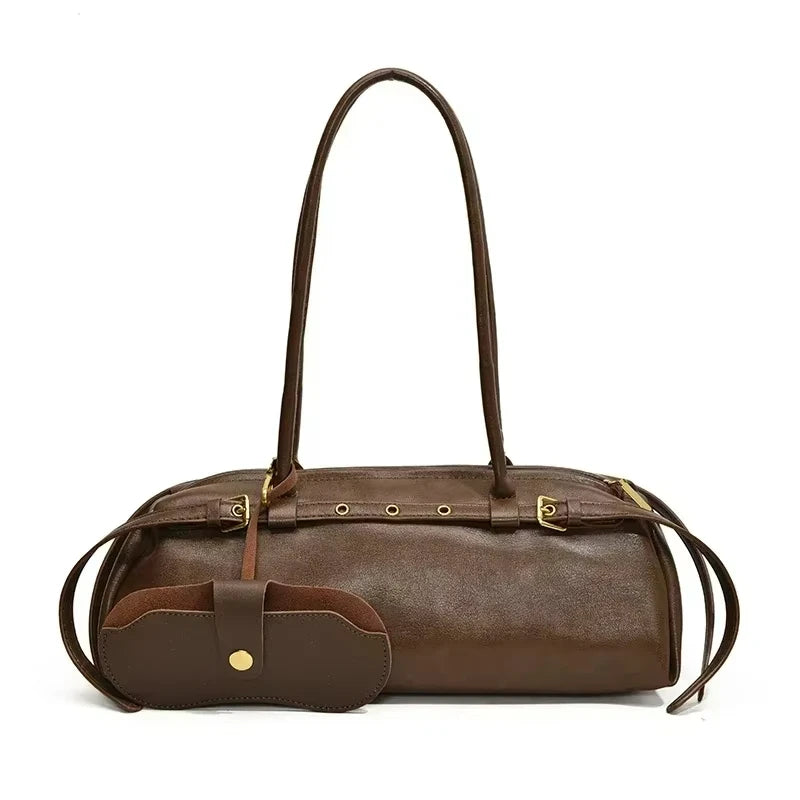 Buckle Decoration Girls Bags Fashion PU Shoulder Bags Women Solid Hand Bags Ladies Female