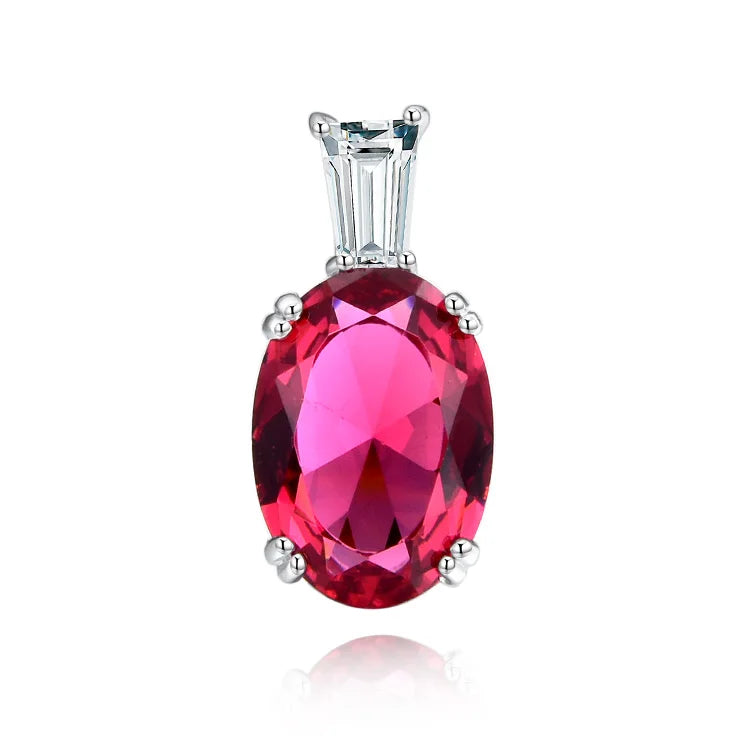 Poliva 925 Sterling Silver Pendant Aaa Crystal Oval Cut Luxury Ruby Natural Stone Pendants Wholesale
