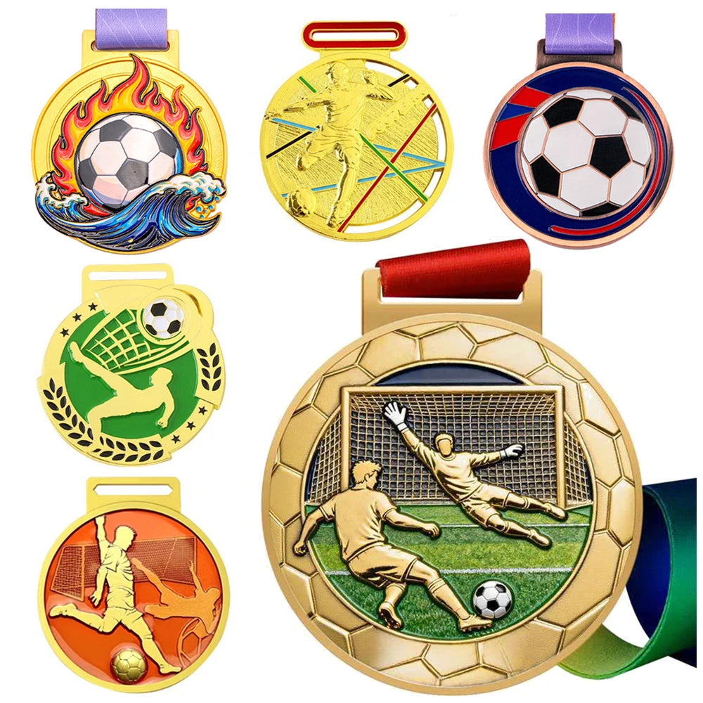 Wholesale Blank Football Celebration Souvenir Sports Meeting Soccer Medal Game Custom Metal Award Student School Football Medal