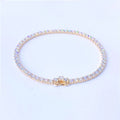18K Yellow Gold Plated Round Excellent Cut 2mm Diamond Test Past D Color VVS1 Moissanite Bracelet Chain Women Wedding Jewelry