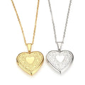 Wholesale Stainless Steel Heart Locket Pendant Necklace Memorial Gifts Personalized Carved Wave Rose Flower Photo Frame Necklace