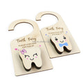 Custom Wholesale Wooden Tooth Fairy Door Hanger Set Boys Girls Children Baby Pick-up Box Money Holder Art Carving Storage Box