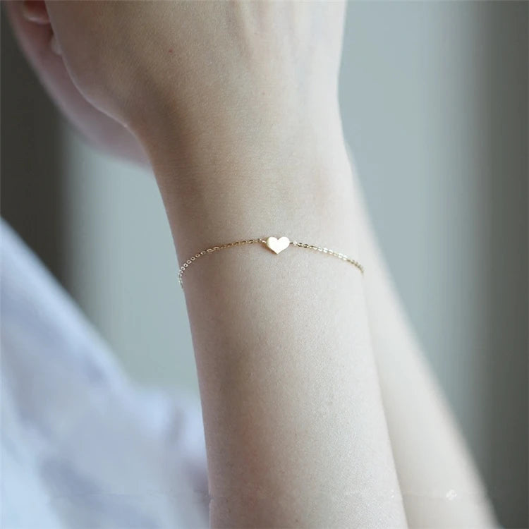2025 Gold Filled Chain 925 Sterling Silver Forever love Small Heart Bracelet