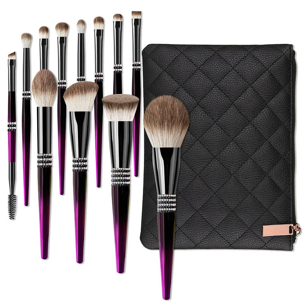 Customizable New 12  Pcs Makeup Tools  Diamond Purple Enchantress Makeup Brushes Wholesale Blush Makeup Brush Set