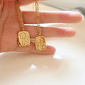2022 Dainty 18K Gold Filled Plated Flower Pendant Necklace Minimalist Square Floral Flowers Engraved Necklaces Gift Jewelry