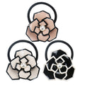 France Style Classics Camellia Hair Bands High-Quality Recyclable France Acetate Elastic Hair Ties with Pearl