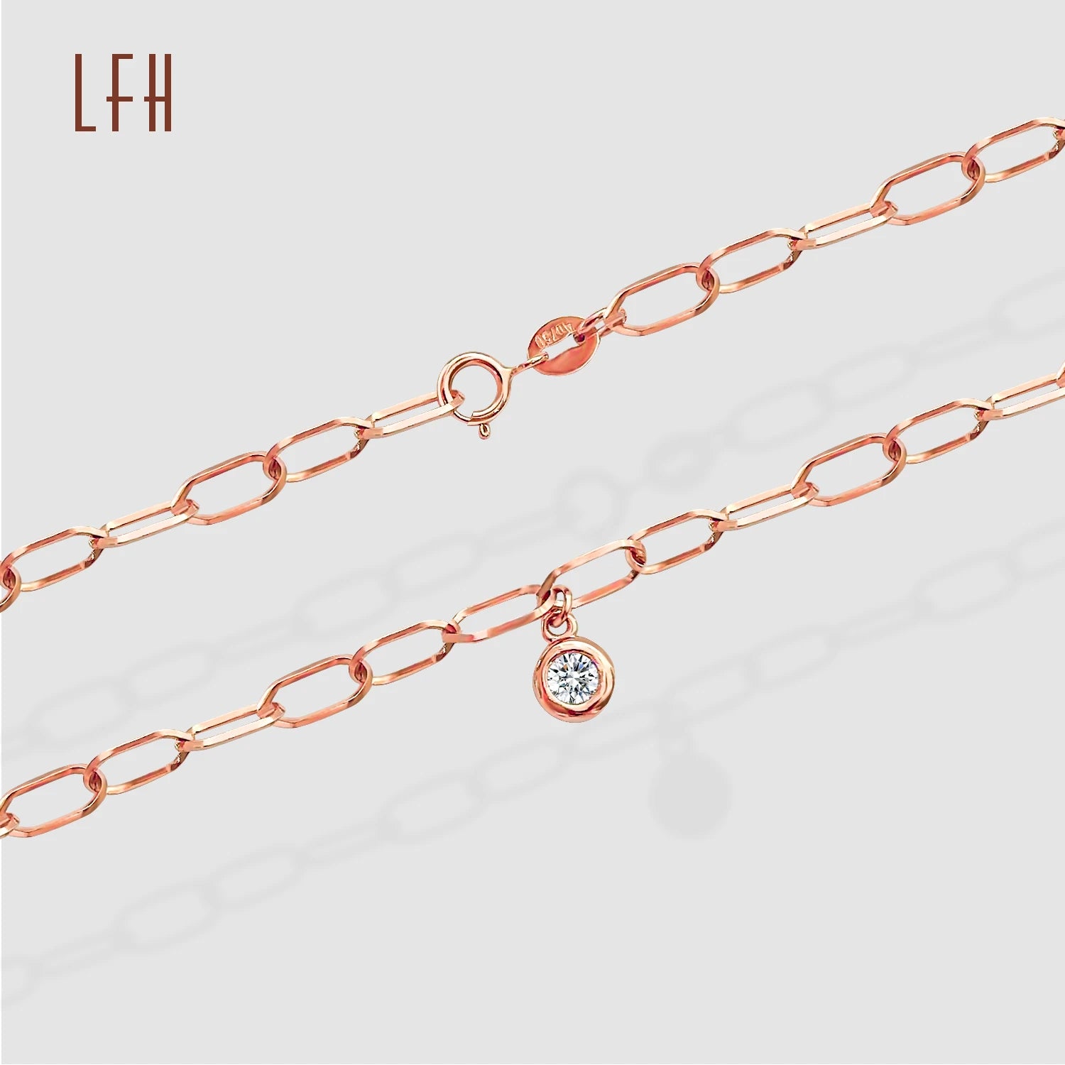 Classic 18k Real Gold Fine Jewelry Round Diamond Pendant Bracelet Real Gold Jewelry 18k with Certificate for Party