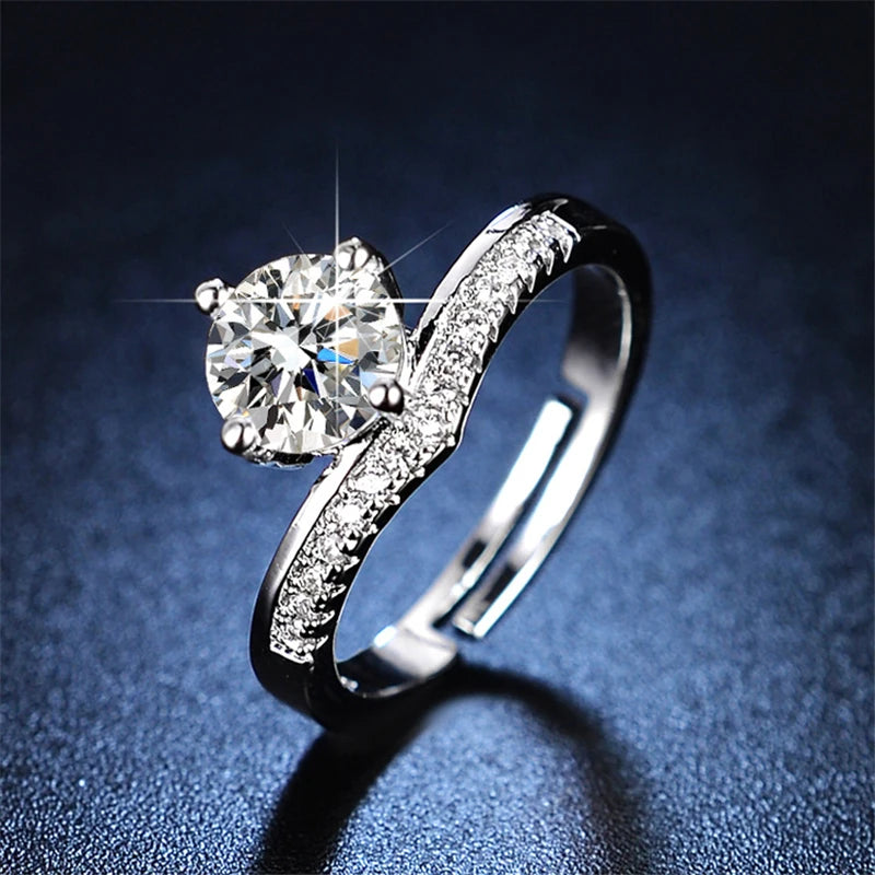 Fashion 1 CT Women Bridal Jewelry Silver Color Rings Wholesale Engagement Ring Wedding Rings for Women