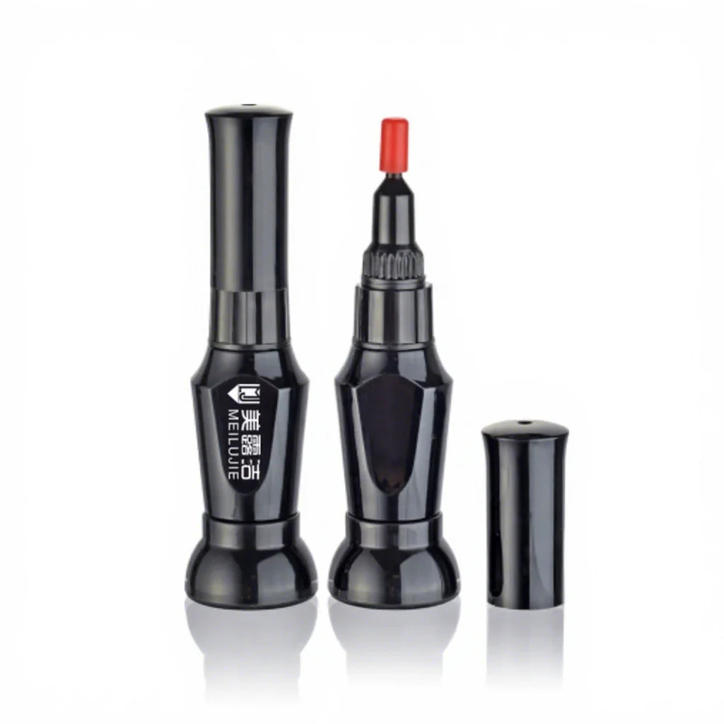 Customized Wholesale Empty Plastic Nail Art Pen with Brush 10ML Nail Polish Bottle Screw Cap Black Soft Squeeze Glue Pen