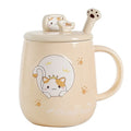 Ceramic Travel Mug Cartoon Cat Unique Design with Silicone Lid Personalized Breakfast Coffee Cup Porcelain Sublimation Wholesale