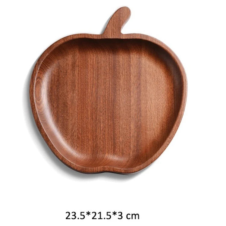 Eco-friendly Vintage Solid Wood Fruit Bowl Dishwasher Safe Dinnerware for Home Use