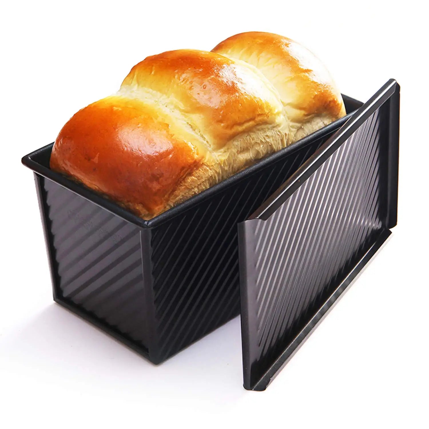 For Eco-Friendly LFGB Certified Non-Stick Carbon Steel Bakeware Toast Pullman Bread Loaf Pan for Home Kitchen Use with Lids