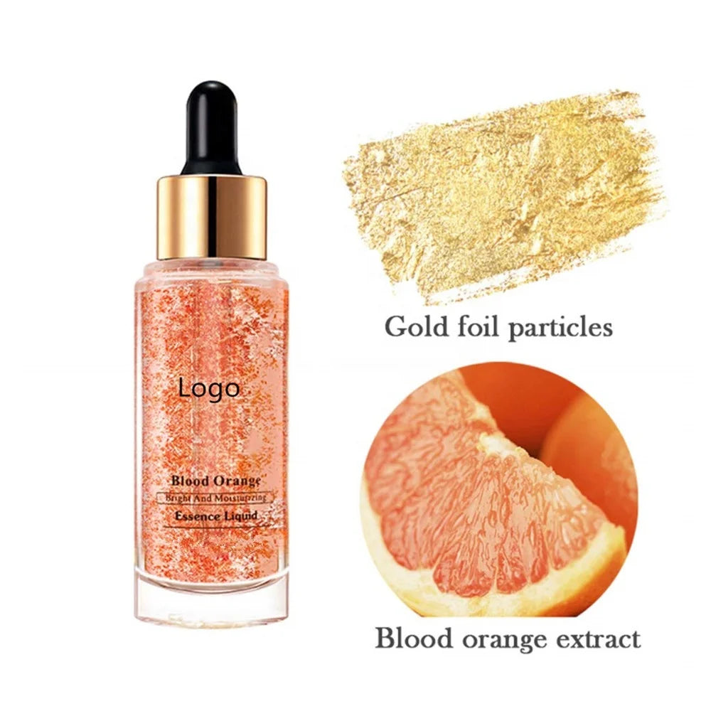 OEM Organic Vitamin C Blood Orange 24k Gold Foil Brighten Beauty Skin Booster Skin Care Serum