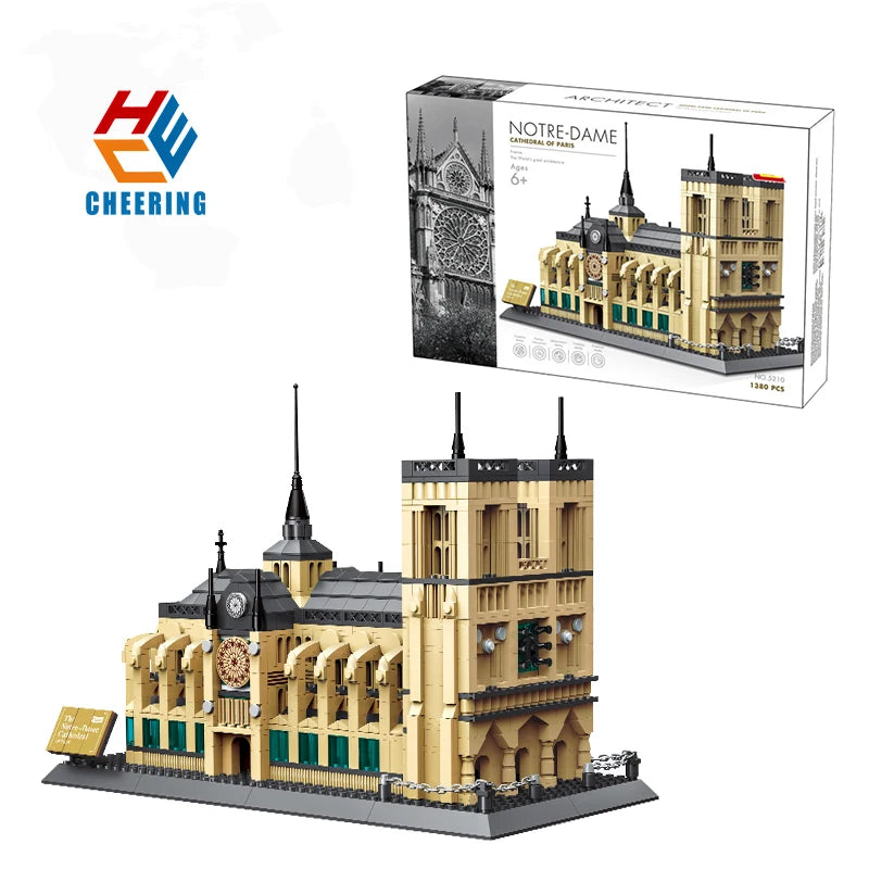 5210 1382pcs World Architecture City Scenery Cathédrale Notre Dame De Paris France Building Blocks Building Blocks Children Toy