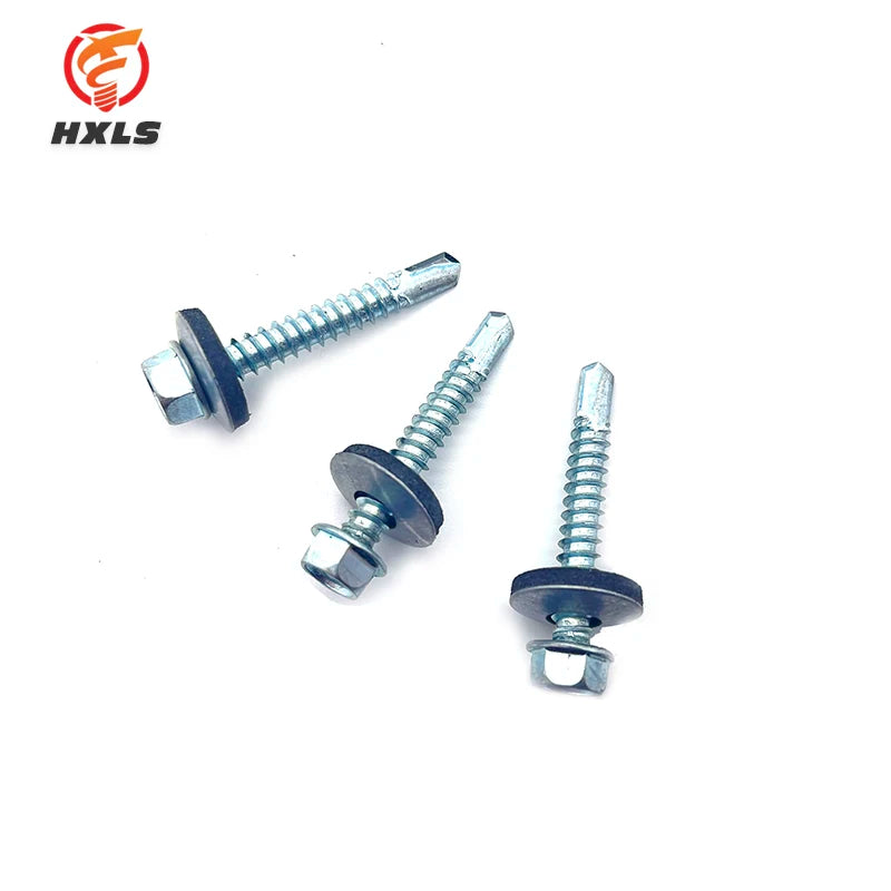 Roof Hexagon Self-Drilling Screw Zinc Finish Carbon Steel Coarse Thread DIN7504K Model EPDM Waterproof Gasket-Factory Wholesale