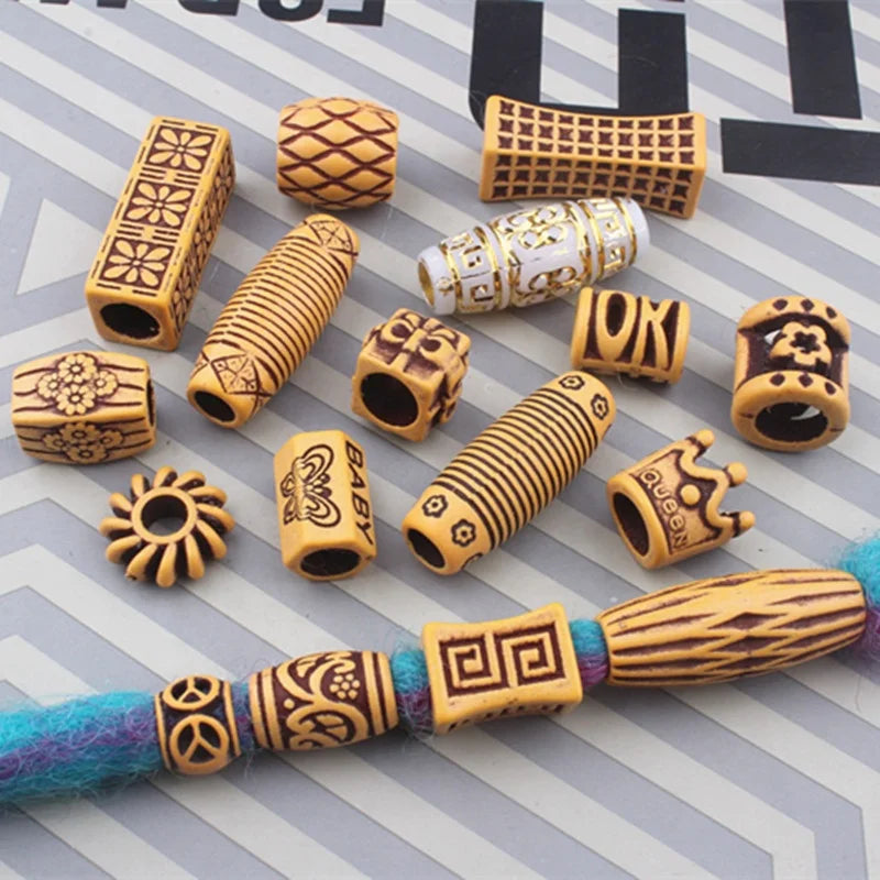 Hot Sale Totem Pattern Hair Beads for Synthetic Braid Hair Decoration Accessories Dreadlocks Braids Jewelry Charms