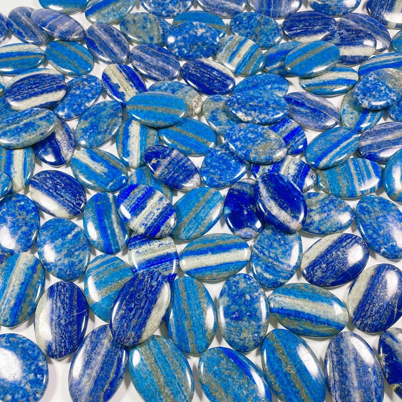 Hongzhuo Crystal Palm Stones Lapis Lazuli Healing Stones Quartz Hand Carved Pocket Stone for Collection
