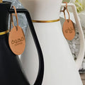 Double Side PU Leather Juice Coffee Tea Name Mark Tag Logo Custom Hanging Label for Jug Bottle With Tassel for Drinks