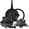 Hot Selling Luxury Black Aluminum Non-Stick Cookware Set Classic Home Cooking Saucepan Eco-Friendly Glass Lid Customizable Logo