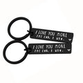 Cheap Price  I Love You More Stainless Steel Key Chain Black Titanium Steel Engraved Valentine'S Day Gift Pendant