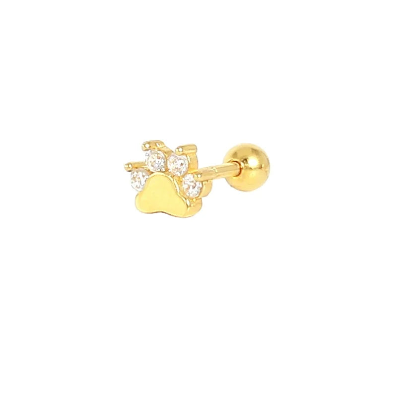 Rainbowking Best Selling Jewelry Decoration Dog Paw Diamond Piercing Single Stud Earrings for Women Wearing Gifts