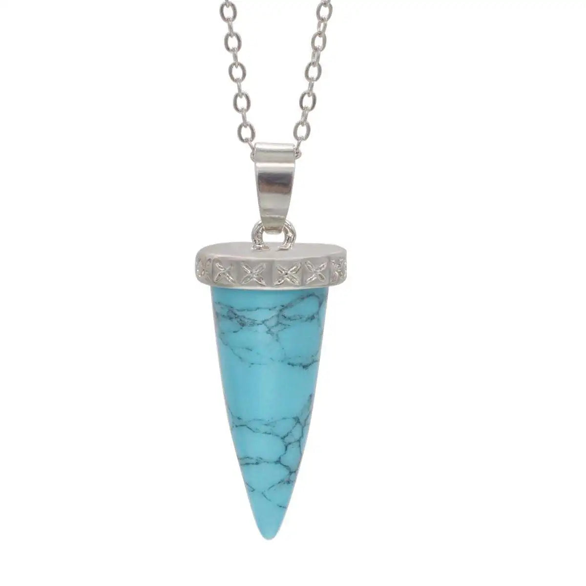 Best Sell Cone Pendant Pendulum Line Cone Stone Pendants Healing Chakra Beads Crystal Quartz Charms Necklace