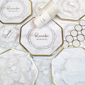 Disposable Muslim Paper Tableware Gold Stamping Foil Islam Ramadan Napkin Cup Plate for Ramadan Party Supplies
