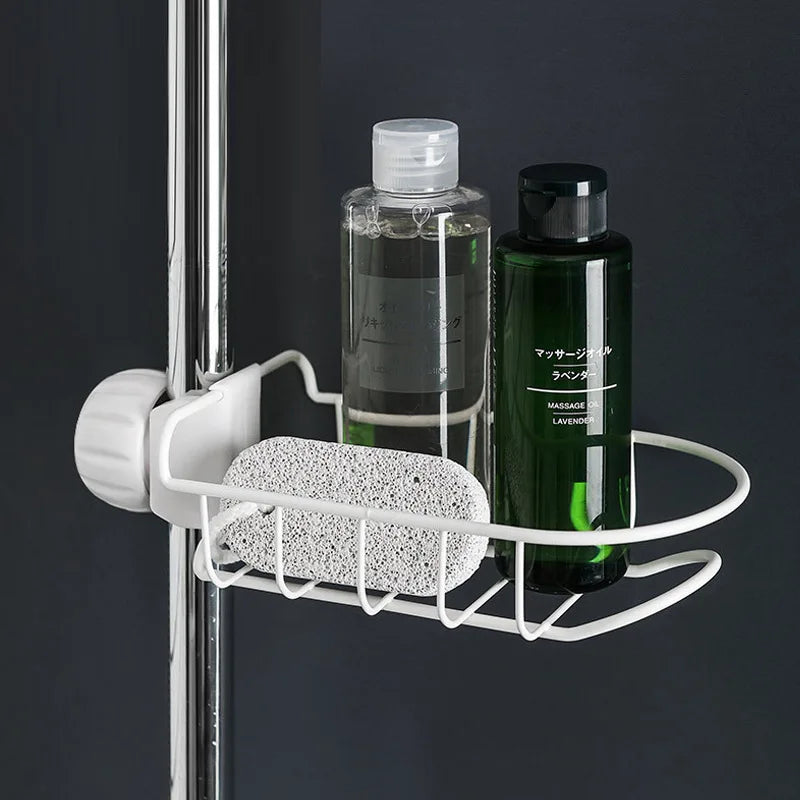 Modern Bathroom Sink Caddy Wall-Mounted Storage Basket Sponge Towel Holder Durable