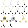 Fashion Discount 18K Gold Plated Custom Zircon Earring Necklace Stainless Steel Jewelry Necklace Set for Women Girls