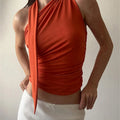 Backless Sexy Off Shoulder Halter Tank Tops Women Vintage Sleeveless Crop Top Y2k Clothes Club Female Casual Summer 2023