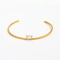 High End 18k PVD Gold Plated Stainless Steel Rectangle Zirconia Simple C Cuff Bangle Bracelet for Women Wholesale Jewelry