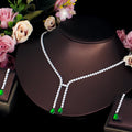 New Fashion Concise Style Green Stone Bridal Wedding Jewelry Set for Women Cubic Zirconia Party Low Price Jewellery