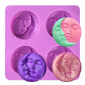 DIY Luxury Soap Mold Handmade Cake Candle Laundry Bar Soap Silicone Mold Sun and Moon Face Shaped Silicone Commercial Soap Molds