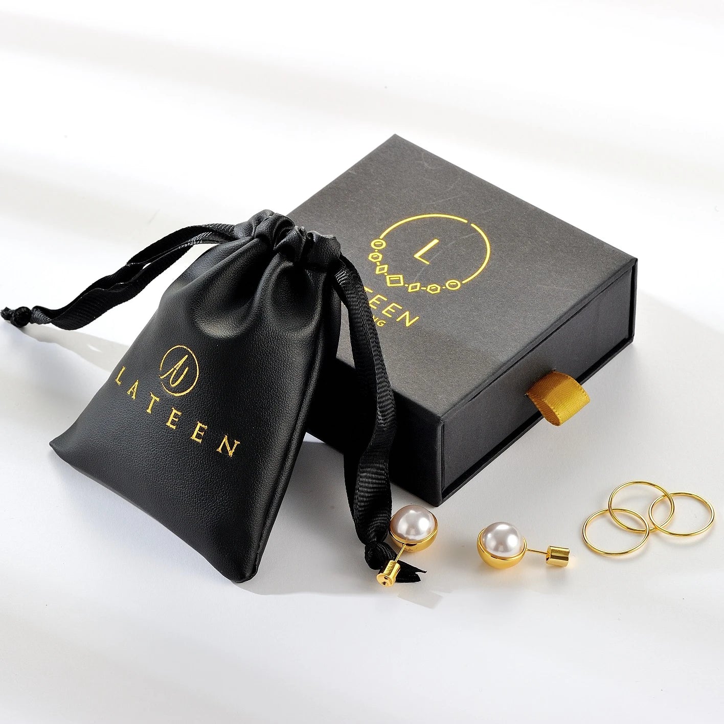 Custom Soft Pu Leather Drawstring Makeup Bag Black Necklace Jewelry Package Pouch Drawstring Bag