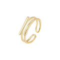 Fashion Jewelry Rings 925 Sterling Silver Simple Ring Double Lines Layer Screw Thread Plain Gold Plated Rings for Women