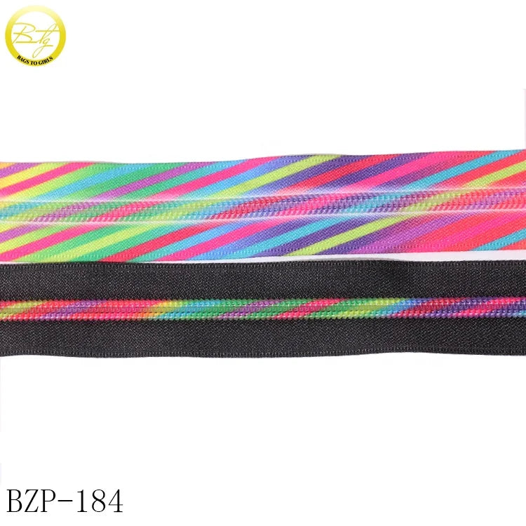 Wholesale Waterproof Bags Zipper Long Nylon Puller Tape rainbow Teeth #5 Plastic Resin Zipper for Clothes