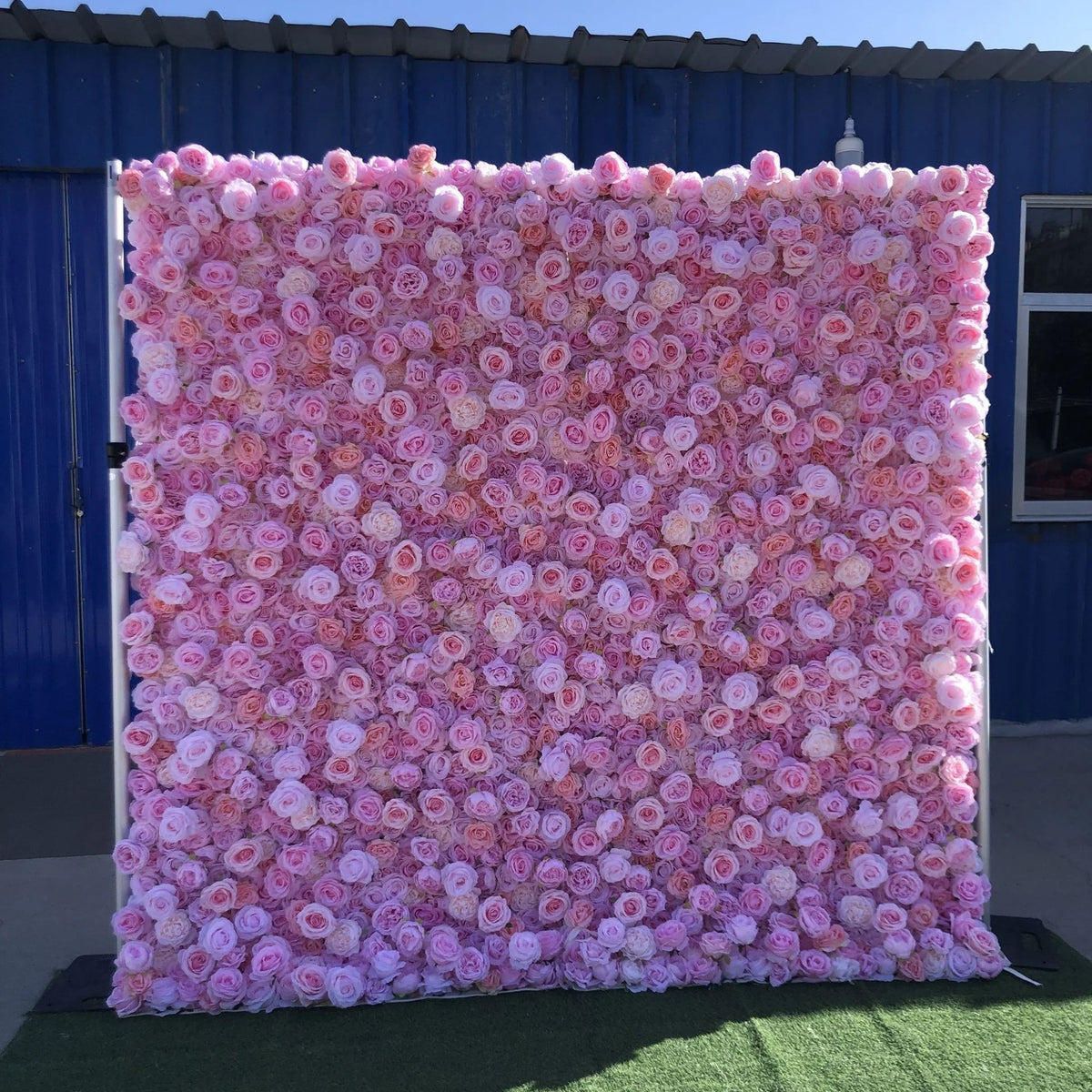 High Quality pink Flower Wall Panel Roll up Roses Artificial Flower Wall Backdrop for Wedding