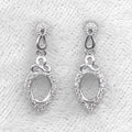 Sterling Silver 5*7mm Semi Mount Stud Eardrops Empty Frame Support Blank Setting S925 Base Without Center Stone DIY for Inlay