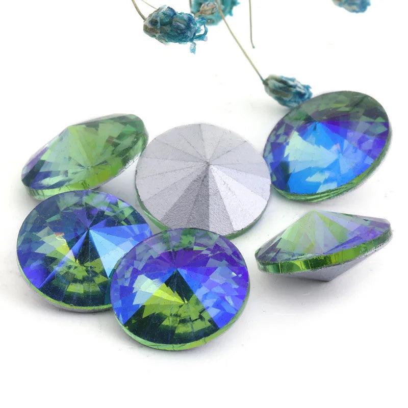 Round AB Color Pointed Crystal Glass Rhinestones for Dress Decorations Factory-Sold Product